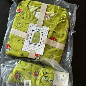 Grinch pajama set with matching socks
